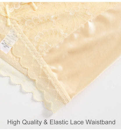 High Waist Lace Women Panties Ice Silk Thin Elastic Briefs Lingerie Seamless Luxury Breathable Underwear Butt Lifting Underpants