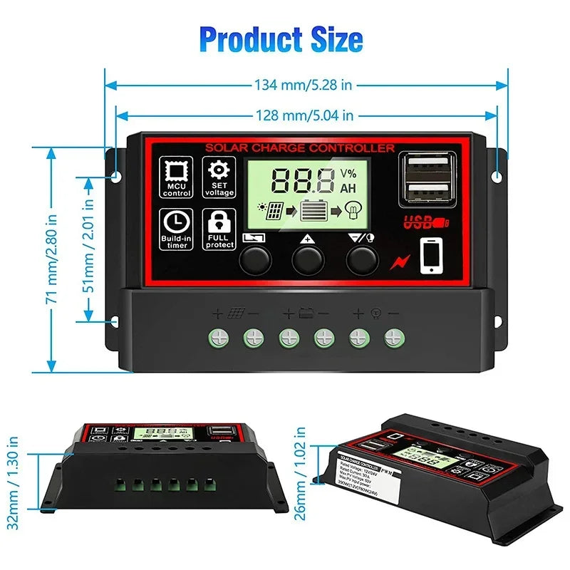 20W-1000W Solar Panel 12V Solar Cell 100A Controller Solar Panel for Phone RV Car MP3 PAD Charger Outdoor Battery Supply Camping