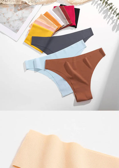 FINETOO 5Pcs/Set Ice Silk Seamless Underwear Low Waisted Brazilian Pants Breathable High Elasticity Lingerie Intimates Panties
