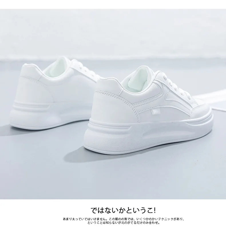 Outdoor Women Walking Shoes Skateboarding Shoes Women Sneakers PU Leather Lace-Up Breathable Jogging Casual Sneakers De Mujer