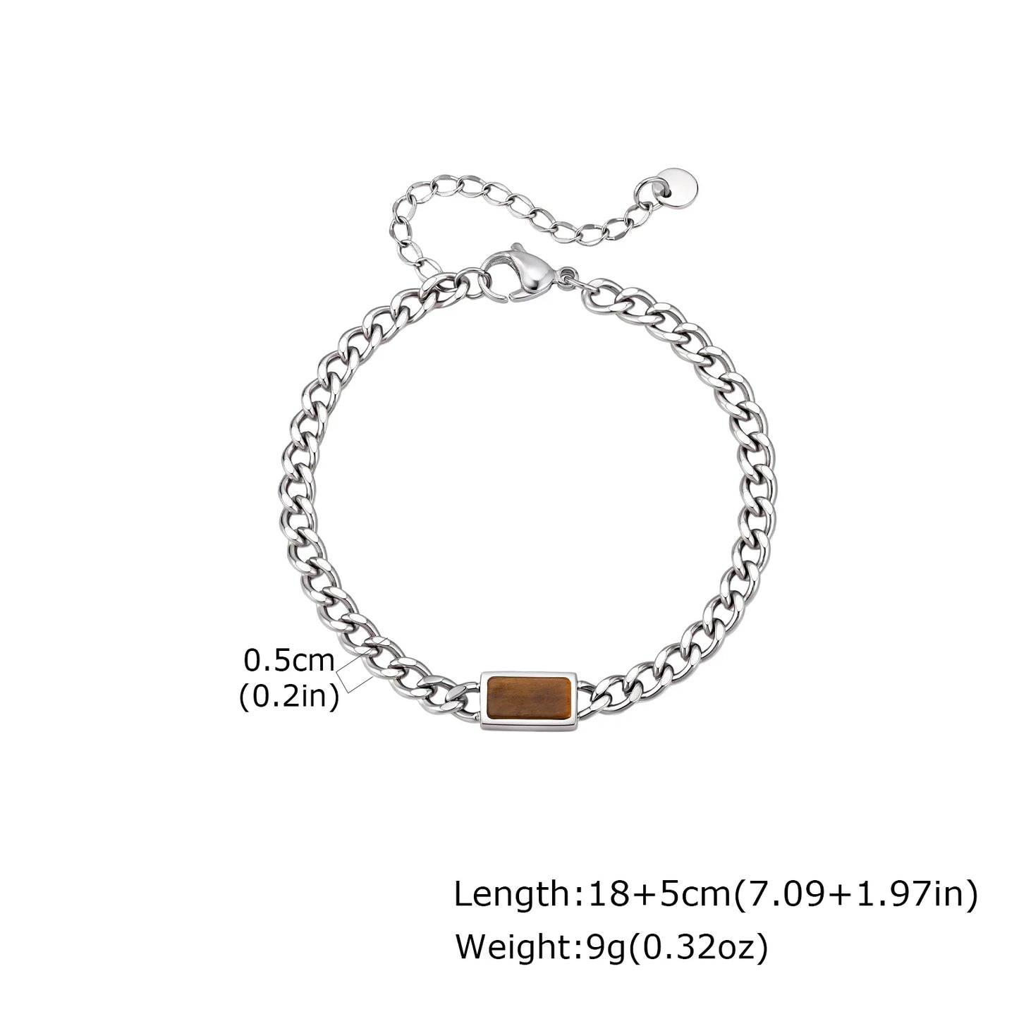 Vnox 5/7mm Width Adjustable Chain Bracelet for Men, Stainless Steel Acrylic Six-Sided Polished Jewelry Gift for Husband Son‌ Him