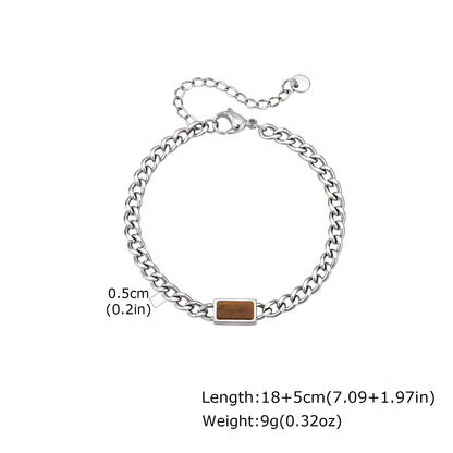 Vnox 5/7mm Width Adjustable Chain Bracelet for Men, Stainless Steel Acrylic Six-Sided Polished Jewelry Gift for Husband Son‌ Him