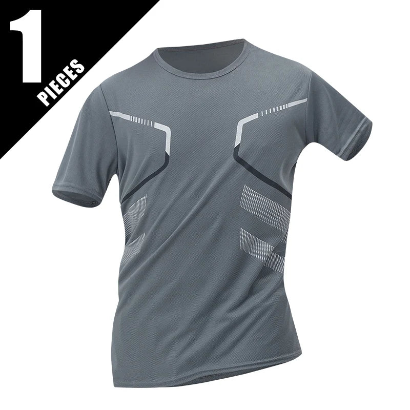 Men's Sports Fitness Top – Quick Drying Printed Tee | Plus Size Casual Shirt