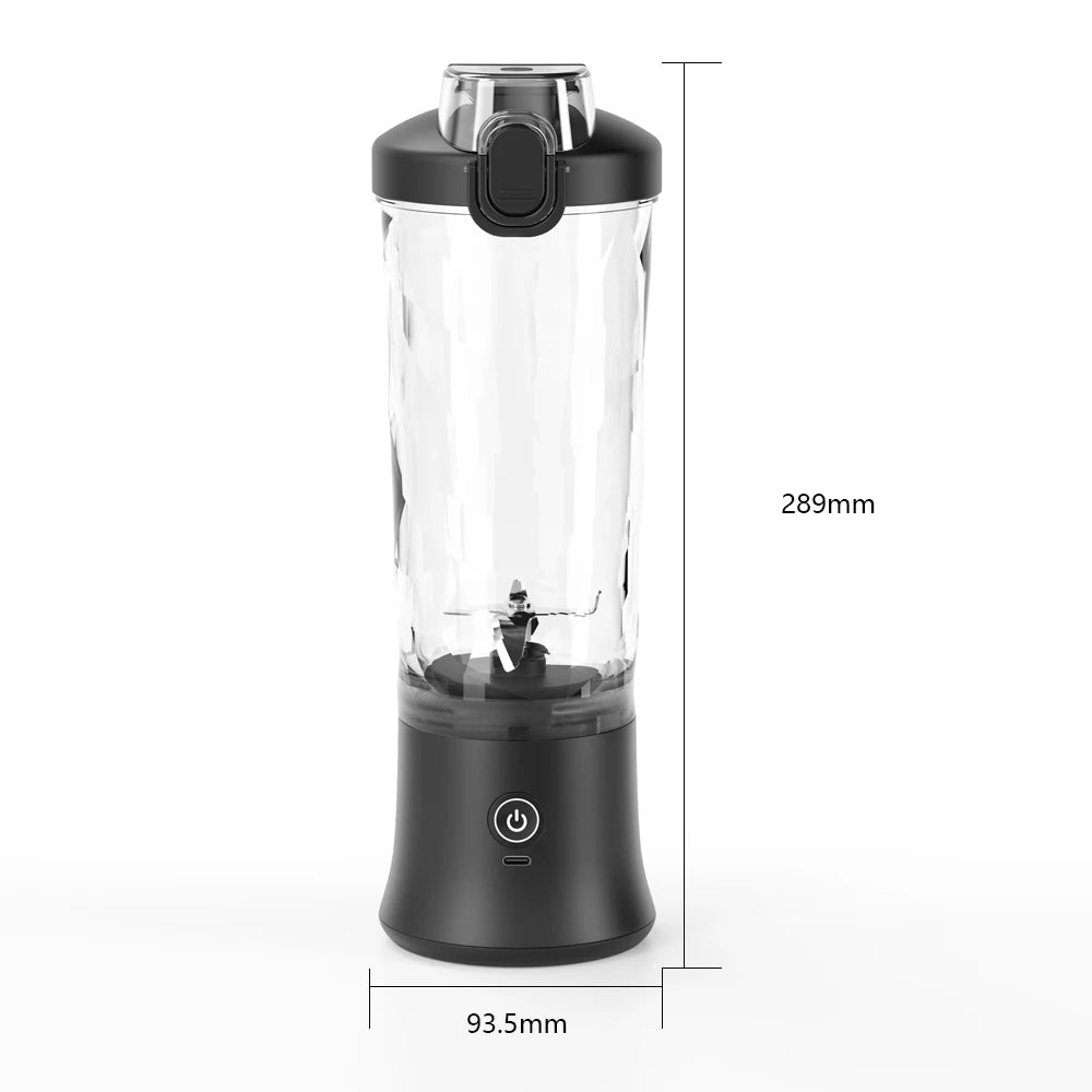 Portable Electric Blender - 600ML USB Rechargeable Fruit Mixer