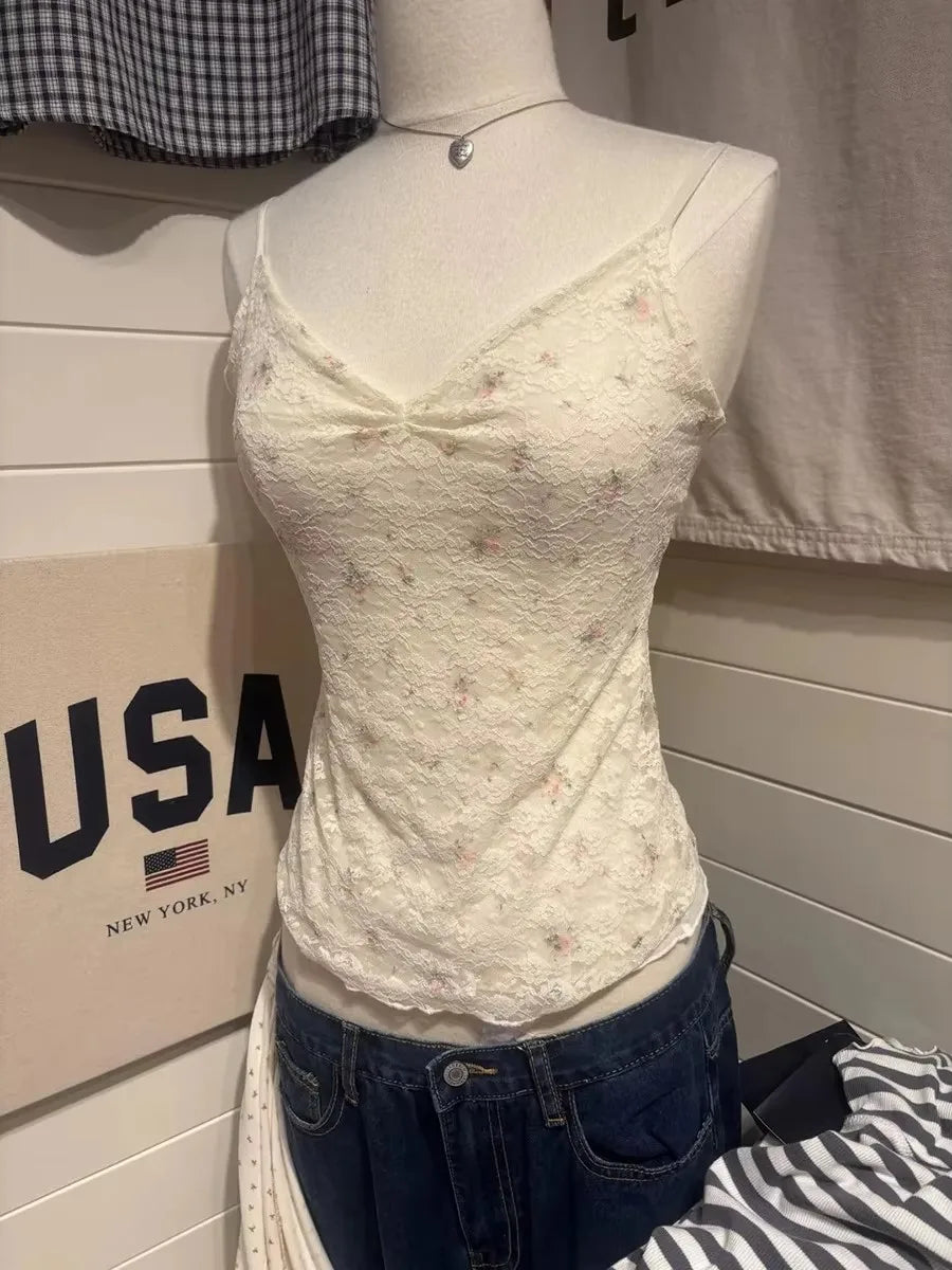 Beige Lace Trim Long Sleeve Tees Women Autumn New Streetwear Cotton Slim Sexy V-neck Lace-up Tops Sweet Simple Chic T-shirts Y2K