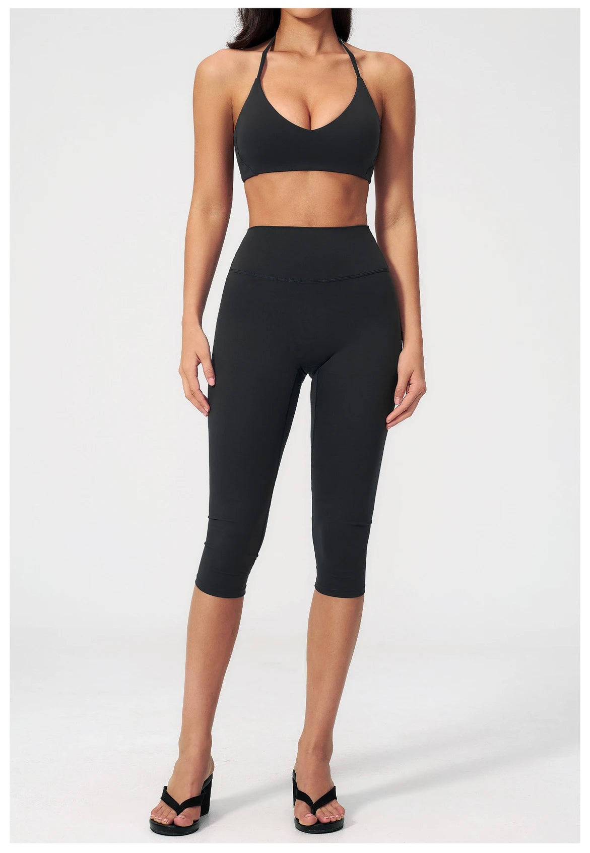 Women 2 Piece Yoga Set High Waist Capri Leggings Sports Bra Crop Top Workout Gym Athletic Outfits Female Fitness Activewear Suit