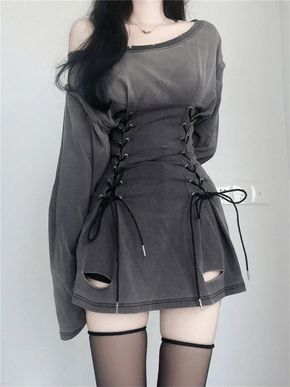 Goth Corset Dress - Fairycore Grunge Bandage Slim Fit Summer Mini Dress