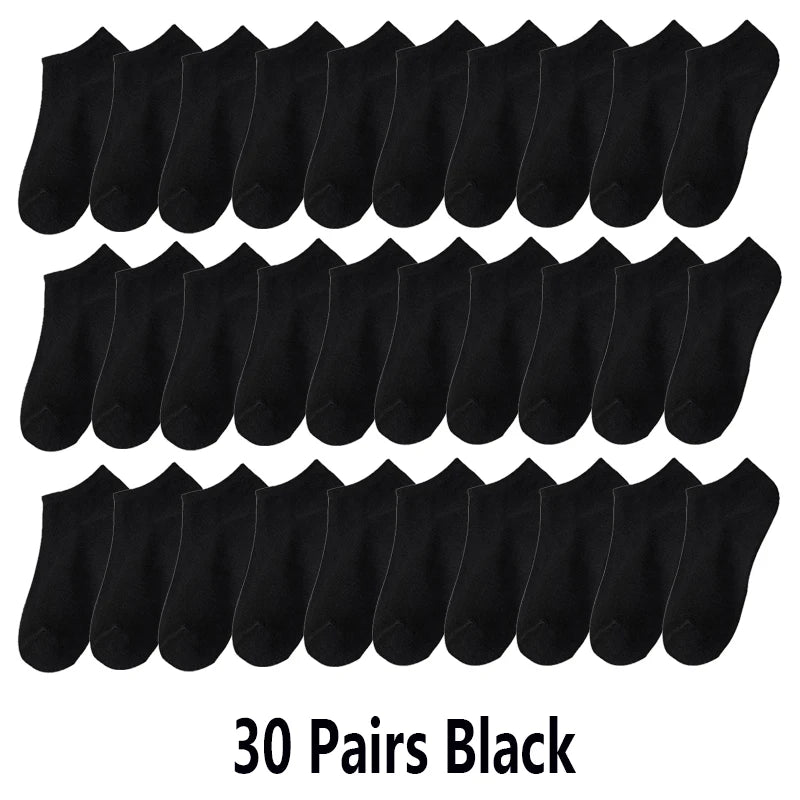 10/20/30 Pairs Men's Ankle Socks Solid Color Breathable Comfy Sweat-absorbing Boat Socks Casual Short Socks