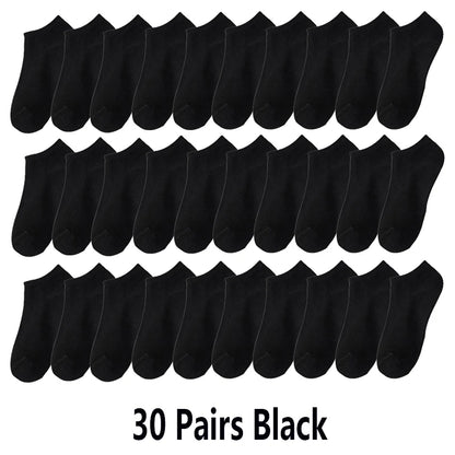 10/20/30 Pairs Men's Ankle Socks Solid Color Breathable Comfy Sweat-absorbing Boat Socks Casual Short Socks