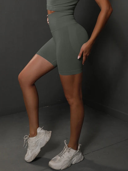 Women Yoga Shorts - High Waist Seamless Gym Push Up Fitness Cycling Workout