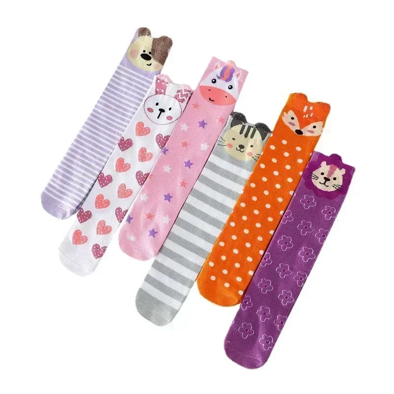3-12Y Sweet Baby Kids Cotton Warmer Knee High Long Kawaii Socks Cartoon Animal Lovely Princess Girls Children Todder Stockings