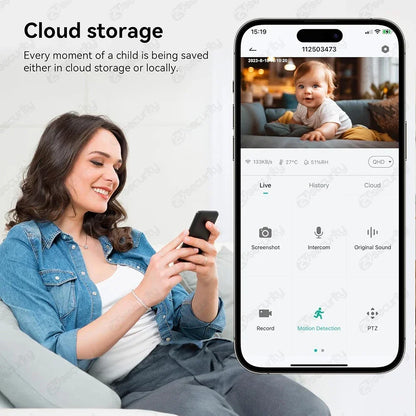 WiFi Baby Monitor - 2K 3MP Dual Camera Split Screen with PTZ & Auto Night Vision