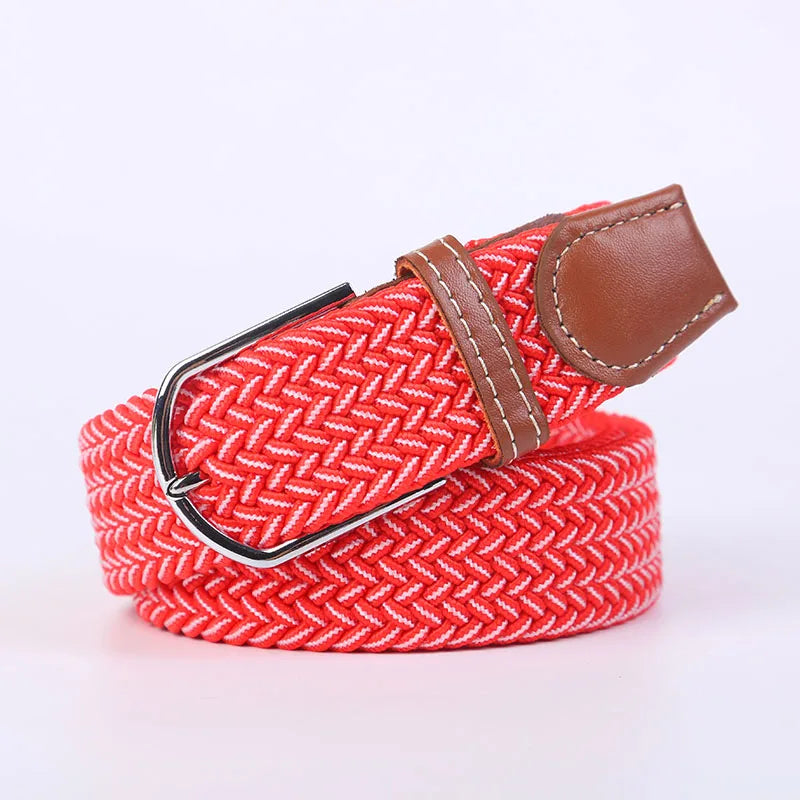 Unisex Stretch Jeans Belt - Casual Knitted Woven Canvas Pin Buckle