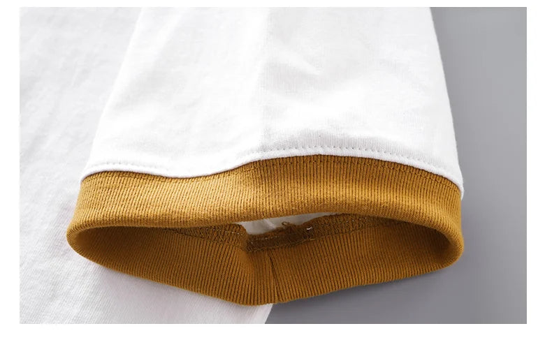 DUKEEN 320G Heavyweight Color-Blocked Patchwork Men's T-Shirt Summer 100% Cotton Solid Color Short Sleeve Basic Tops