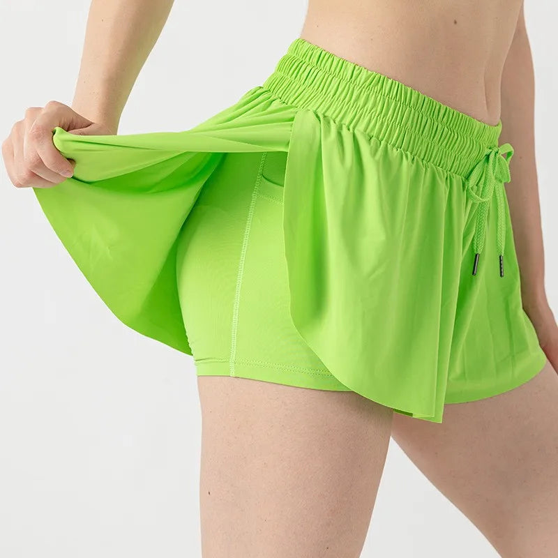 2 in 1 Jogger Flowy Athletic Shorts for Women Gym Yoga Workout Running Tennis Skirt Comfy Skort Lounge Cute Clothes Casual Wear