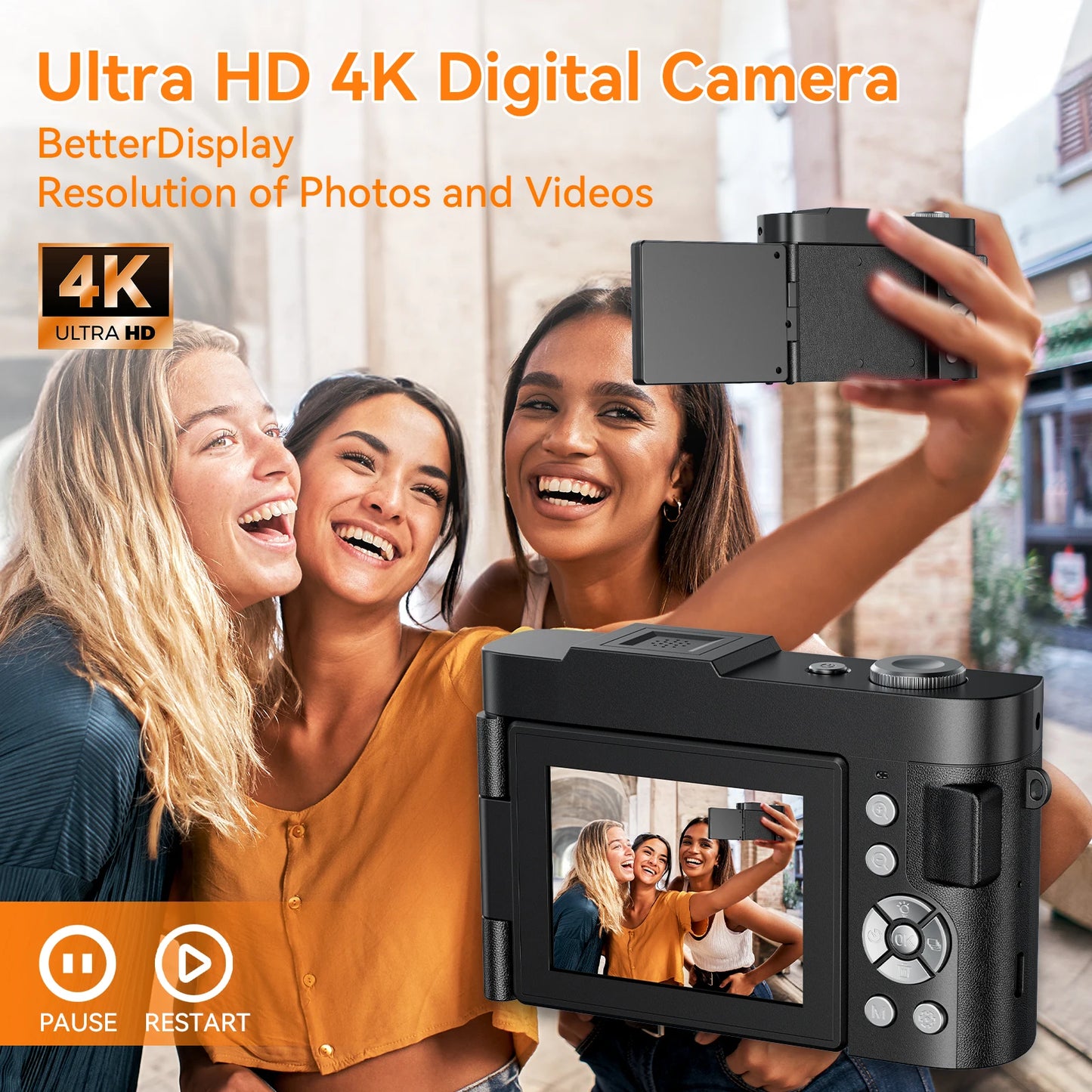 Digital Camera - 16X Optical Zoom Flip Screen Camera with 32GB Micro SD Card for Beginners