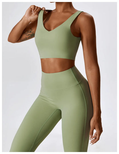 Women Yoga Set – Seamless Sportswear Gym Legging & Fitness Bra Crop Top