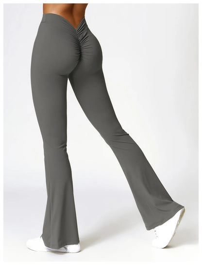 New Yoga Pants Flare Leggings Women High Waist Wide Leg Pants Women Gym Fitness Sports Flared Pant Dance Trousers V-shaped Hip