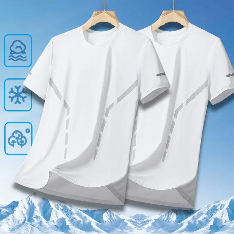 Men's Ice-Silk T-Shirt – Quick-Dry Breathable Round-Neck Tee (Plus Size)