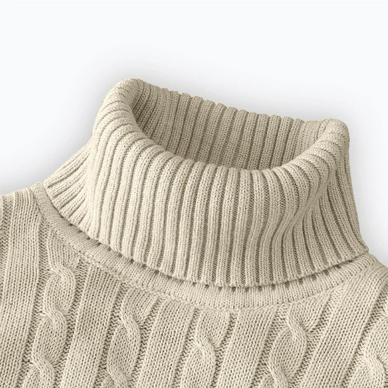 Men's Turtleneck Sweater - Knitted Pullover With Argyle Pattern | Warm Wool Casual Top