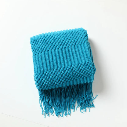Green Oversized Knitted Throw Blanket - Soft Textured Decorative Couch Blanket
