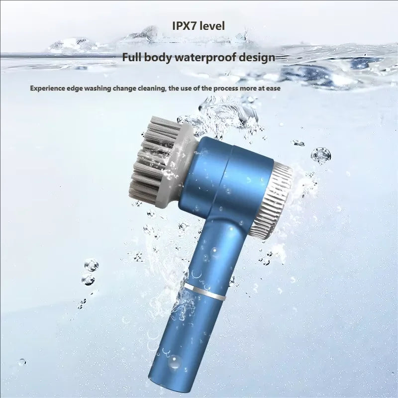 HOMEFISH Electric Spin Scrubber With 5 Replaceable Brush Head, Three-speed Adjustable Handheld Rechargeable Shower Scrubber