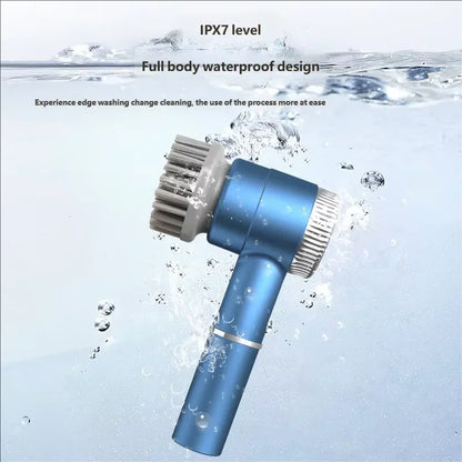 HOMEFISH Electric Spin Scrubber With 5 Replaceable Brush Head, Three-speed Adjustable Handheld Rechargeable Shower Scrubber