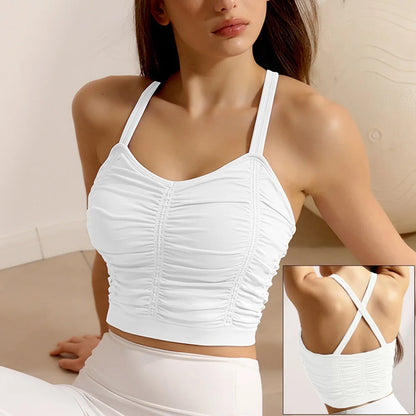 Front Zipper Sports Bra - Women's Athletic Crop Top, Push Up Wireless Fitness Tank