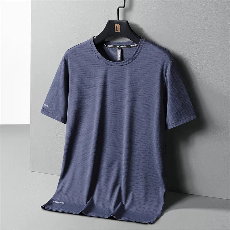 Men's Ice-Silk T-Shirt – Breathable Plus-Size Tee (up to 8XL)