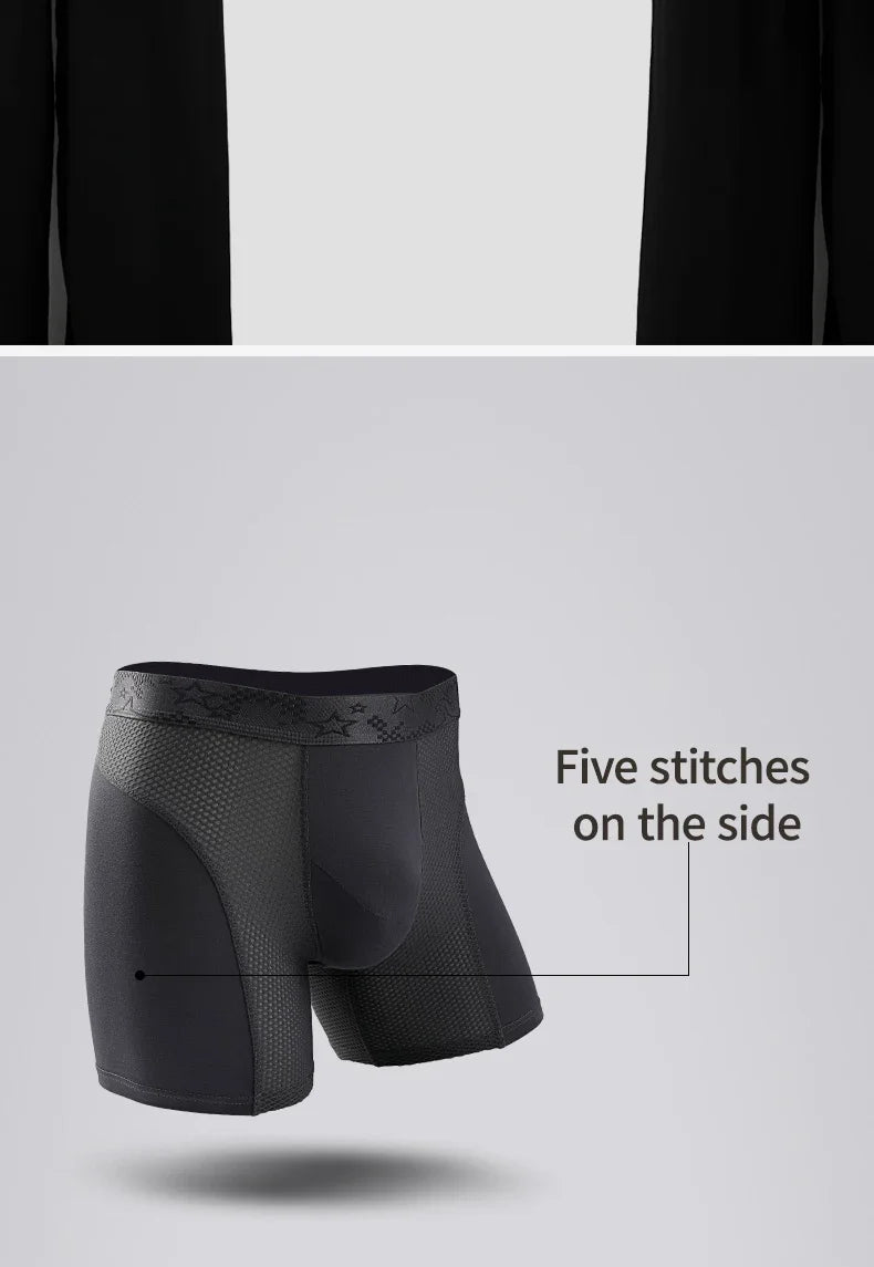 5PCS Extended athletic briefs Men's boxers Modal anti-wear leg running plus size breathable training boxers