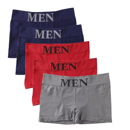 5PCS Thin High Elastic Men's Boxers Comfortable Plain Color Boxer Briefs Breathable Solid Underpants for Men
