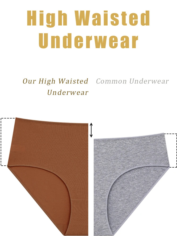 4PCS/SET Plus Size Underwear Women's Panties Ice Silk Solid Color Ladies Seamless Underpants High Waist Sexy Breathable Lingerie