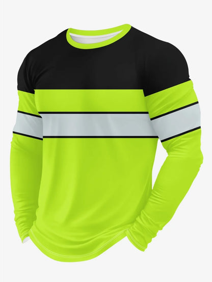 Men's 3D Printed New Secure Logo Color Blocking Design Long-Sleeved T-Shir Fashion Spring Daily Casual Work Wear Men's T-Shirts