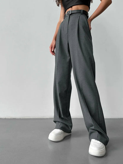 Classic Formal Straight Leg Pants Spring and Summer Women's Versatile Casual Wear Loose Fit Office Tourism Darp Wide Leg Pants