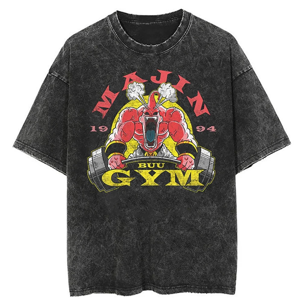 T-shirt Men's Street Clothing Dragon Ball Cartoon Pattern Vintage T-shirt Neutral Casual White Cotton Women T-shirt Top