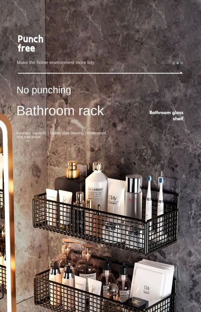 Multifunctional Bathroom Organiser - Wall Mount Toiletries Storage Rack