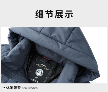 Real 85% Goose Down Jacket Men 2025 Winter Warm Puffer Coat Luxury Hood Thermal Outdoor Jacket Goose Down Parkas Zipper Clothes