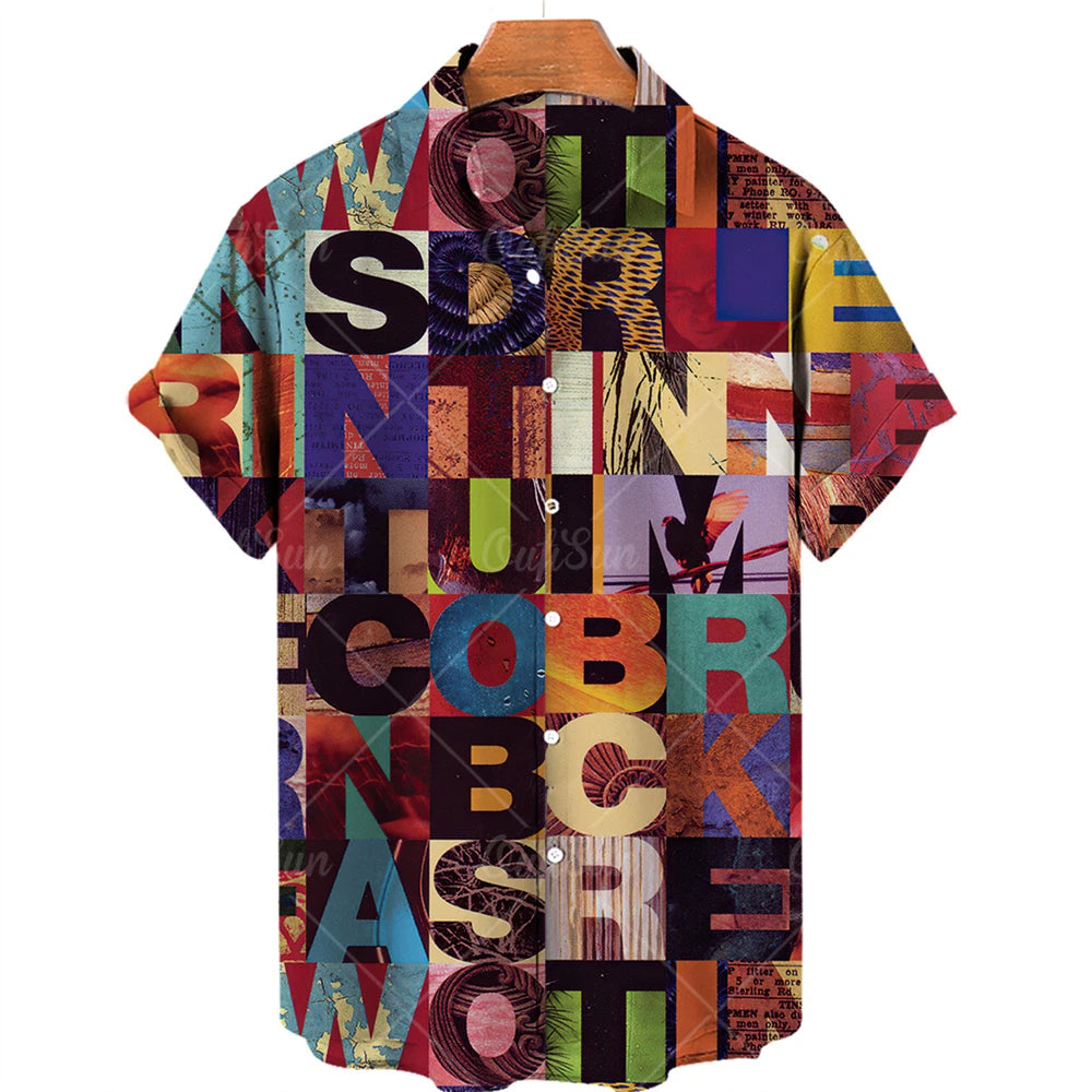 2022 3d Graffiti Oil Painting Printed Shirt Men Fashion Streetwear Hawaiian Beach Casual Lapel Plus Size 2022