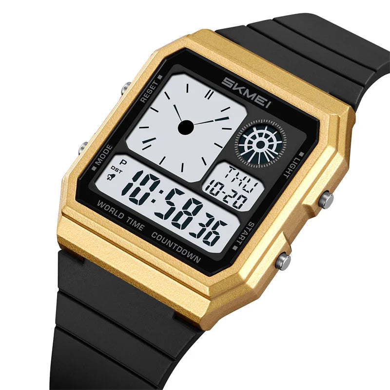 Military Sports Watch - Analog Digital Display Men’s Waterproof Swimming Wristwatch