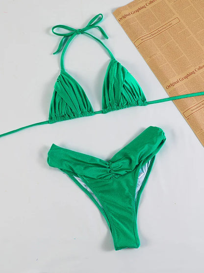 Solid Micro Bikini Set - Sexy Triangle Swimsuit for Women - ZOOMNSTORE
