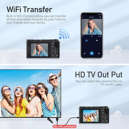 4K Digital Camera - 12X Optical Zoom Flip Screen Selfie Vlog Camcorder With Microphone