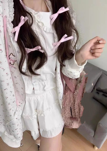 Y2k Kawaii Japanese Cartoon Long Sleeve Zipper Hooded Sweatshirts Subculture Loose Casual Hoodies Women Tops 2000s Vintage Chic