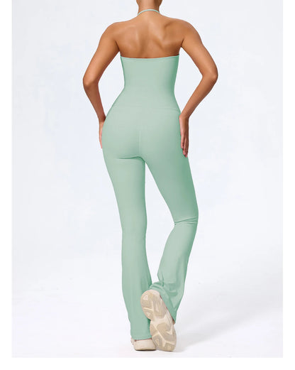 Women Yoga Jumpsuit - Sleeveless Quick Dry Workout Wear with Backless Sportswear Design