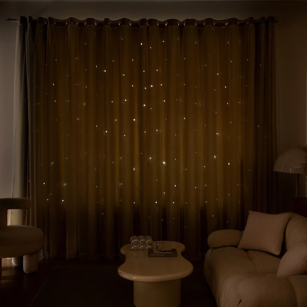 Double Layer Sheer Curtains – Modern Sun Filtering Drapes for Living Room & Bedroom