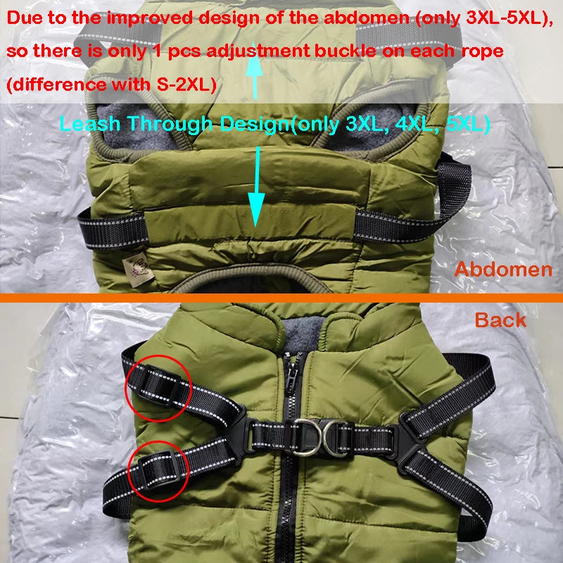 Winter Dog Clothes with Harness Waterproof Warm Pet Dog Cotton Jacket for Small Large Dogs Puppy Clothing French-Bulldog Coat