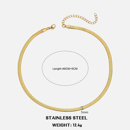 Hot Classic Unisex Flat Snake Chain Choker Necklace For Women Stainless Steel Herringbone Gold Silver Color Fashion Jewelry Gift
