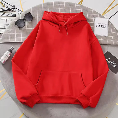 2025 Hot Sale Woman Pure Color Hoodie Urban Casual Fashion Hooded Sweatshirts All Season Female Trend Sporty Pullover Streetwear