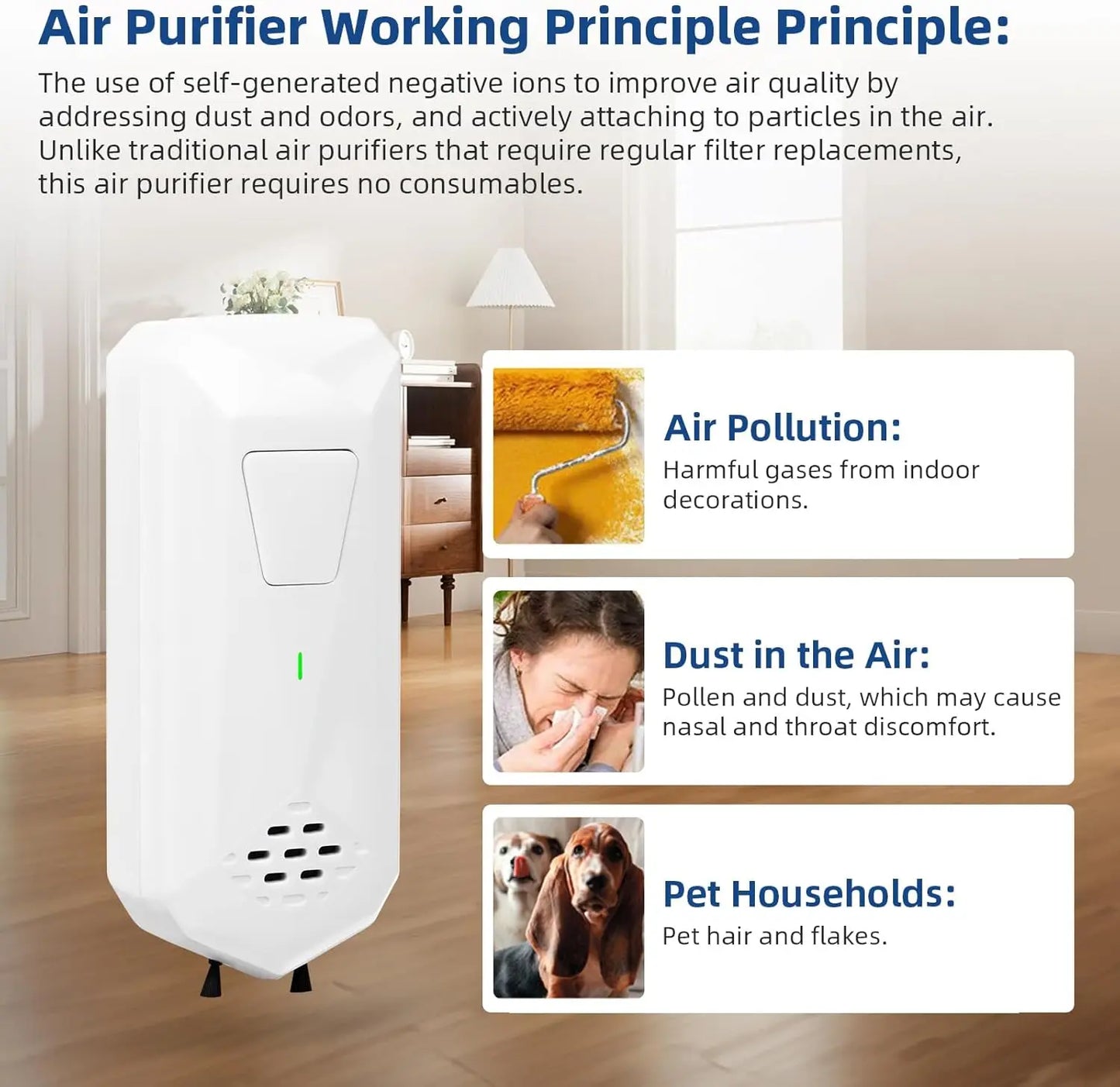 Mini Air Ionizer - Quiet Negative Ion Generator for Home Office and Kitchen - ZOOMNSTORE