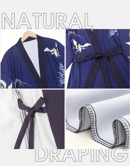 Daiwor Kout Silk Satin Robe for Women Long Japanese Kimono Robe Lightweight Soft Bathrobe Summer Luxury Dressing Gown