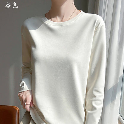100 Cotton Womens Long-Sleeved Round Neck T-Shirt - Loose Bottoming Top for Spring  Autumn